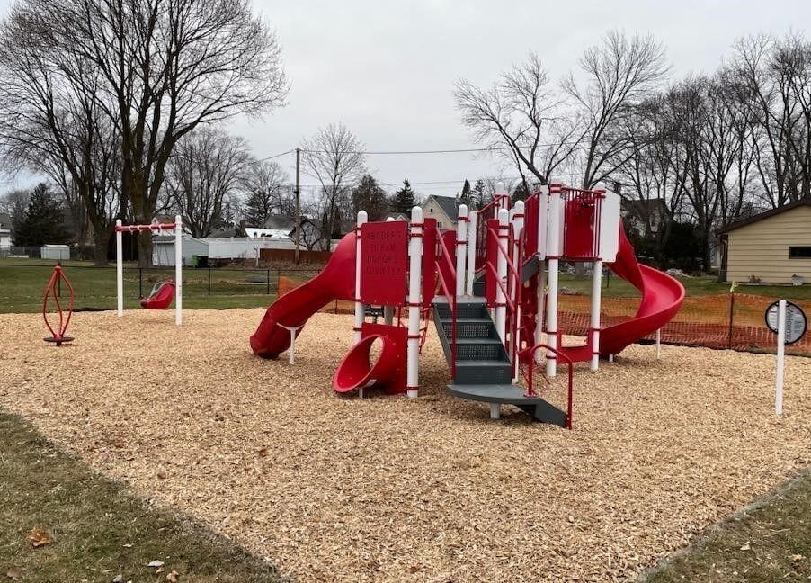 Candy Cane Themed playground receives new playground equipment